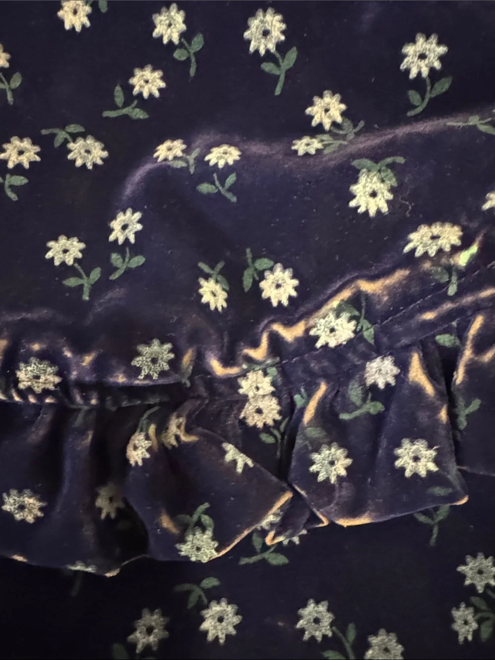 Vintage Navy Floral Ruffle Shoulder Bag